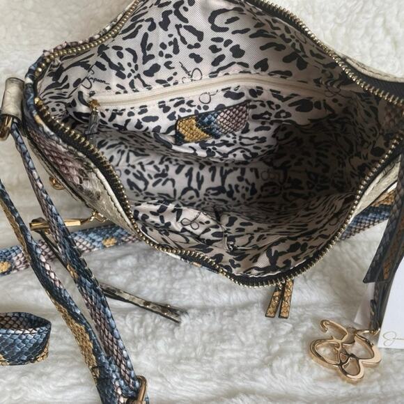 Brand New Design “Jessica Simpson” Python Blue Soft Zoey Crossbody Purse Bag - Picture 7 of 9